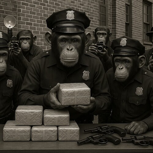20250605_2213_Chimpanzee Police Bust_remix_01jx0vhnnbfa3t9mt2cs4vwdah