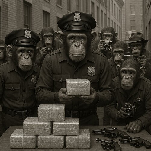 20250605_2213_Chimpanzee Police Bust_remix_01jx0vhnncfm1r4s88mj2qxeqn