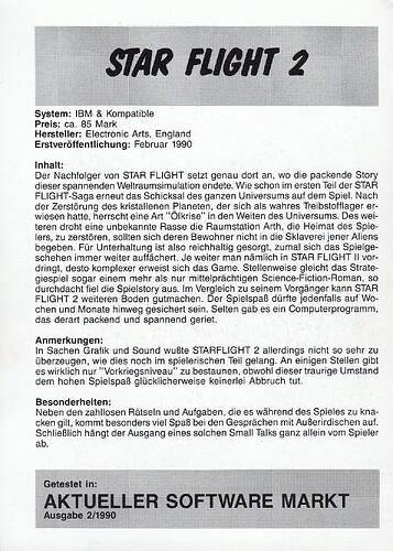 Starflight 2 ASM 1990-2 Back